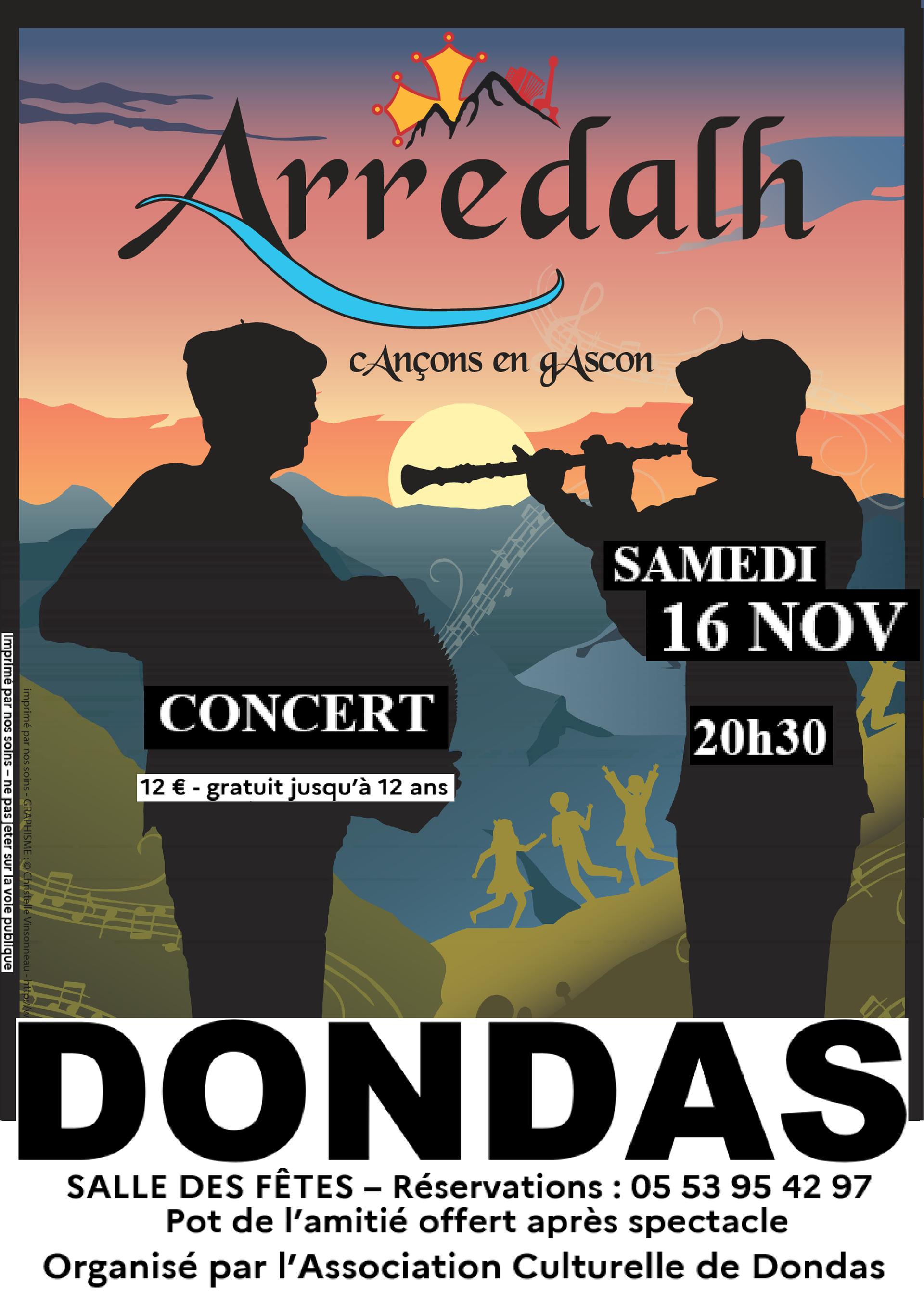 ARREDALH en concert à DONDAS le 16 novembre 2024 à 20h30